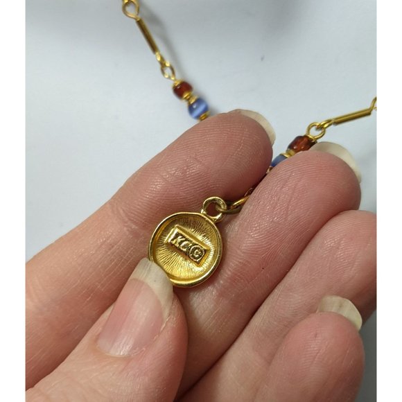 Vintage Kenneth Cole Gold And Blue Necklace - Picture 3 of 5